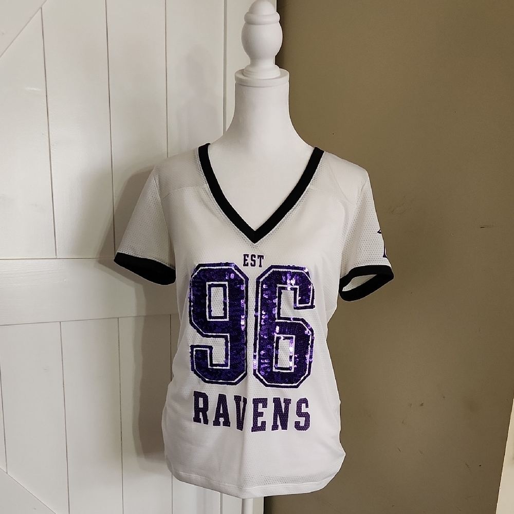 RAVENS PINK Victoria's Secret NFL White and Purple Ravens Jersey Top